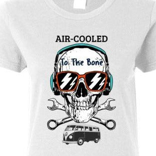 air cooled to the bone white vw lover t-shirt volkswagen  skull crossbones
