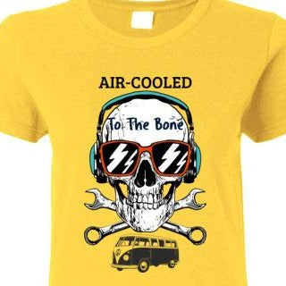 VW Bus Volkswagen tee air cooled to the bone yellow vw lover t-shirt