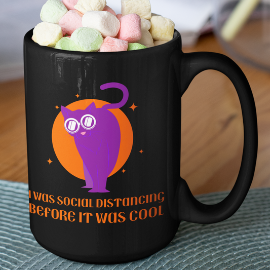 social distancing cat coffee mug halloween