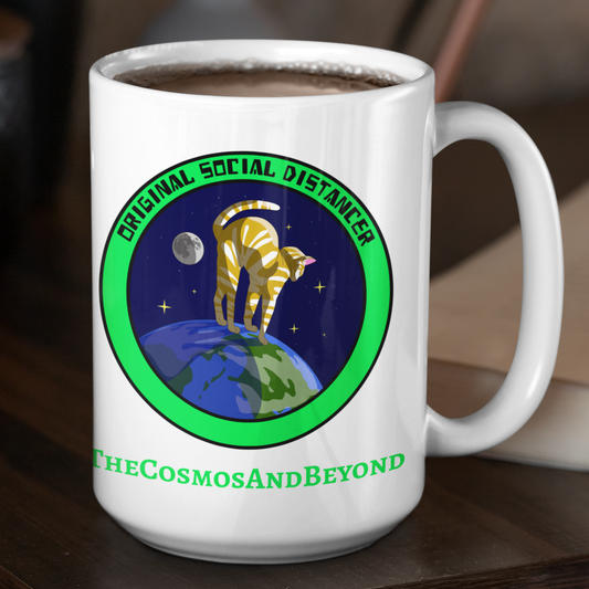 Original Social Distancer The Cosmos And Beyond cat in space coffee mug unique gift large outer cosmos