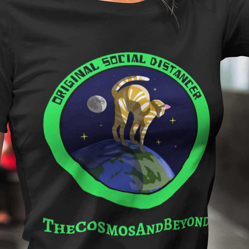 funny cat t-shirt, I love cats, Christmas gift for cat lover, cat toy, Social Distance The Cosmos And Beyond cat T-shirt, cats in space, outer space, cat lover gift