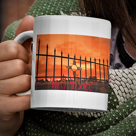 New Mexico Scenic coffee mug - New Mexico Zia Cemetery at dusk coffee mug