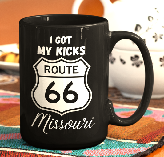 I get my kicks on route 66, route 66 coffee mug present gift, route 66 in missouri, Missouri route 66, kicks on 66