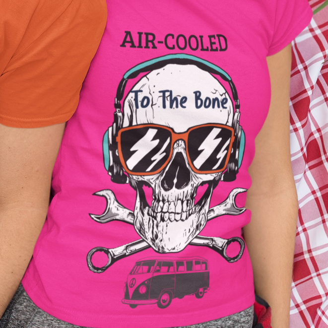 air cooled to the bone skull bus vw enthusiast volkswagen t-shirt