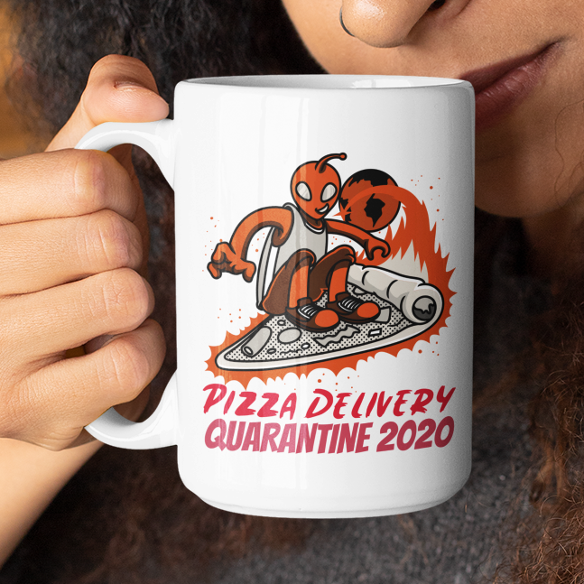 pizza delivery quarantine 2020 coffee mug skateboard