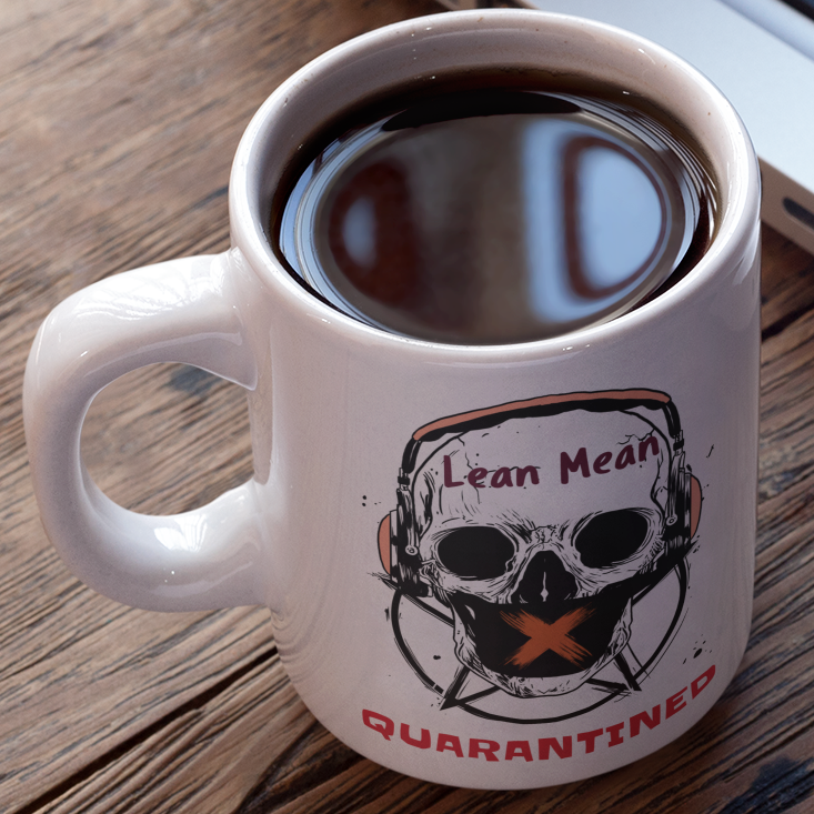 large coffee mug lean mean quarantined skull mask harley 
