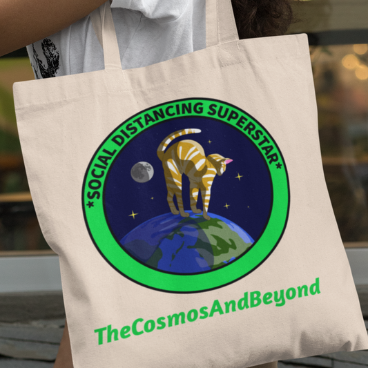 SOCIAL DISTANCING SUPERSTAR The Cosmos And Beyond cat in space canvas tote unique gift
