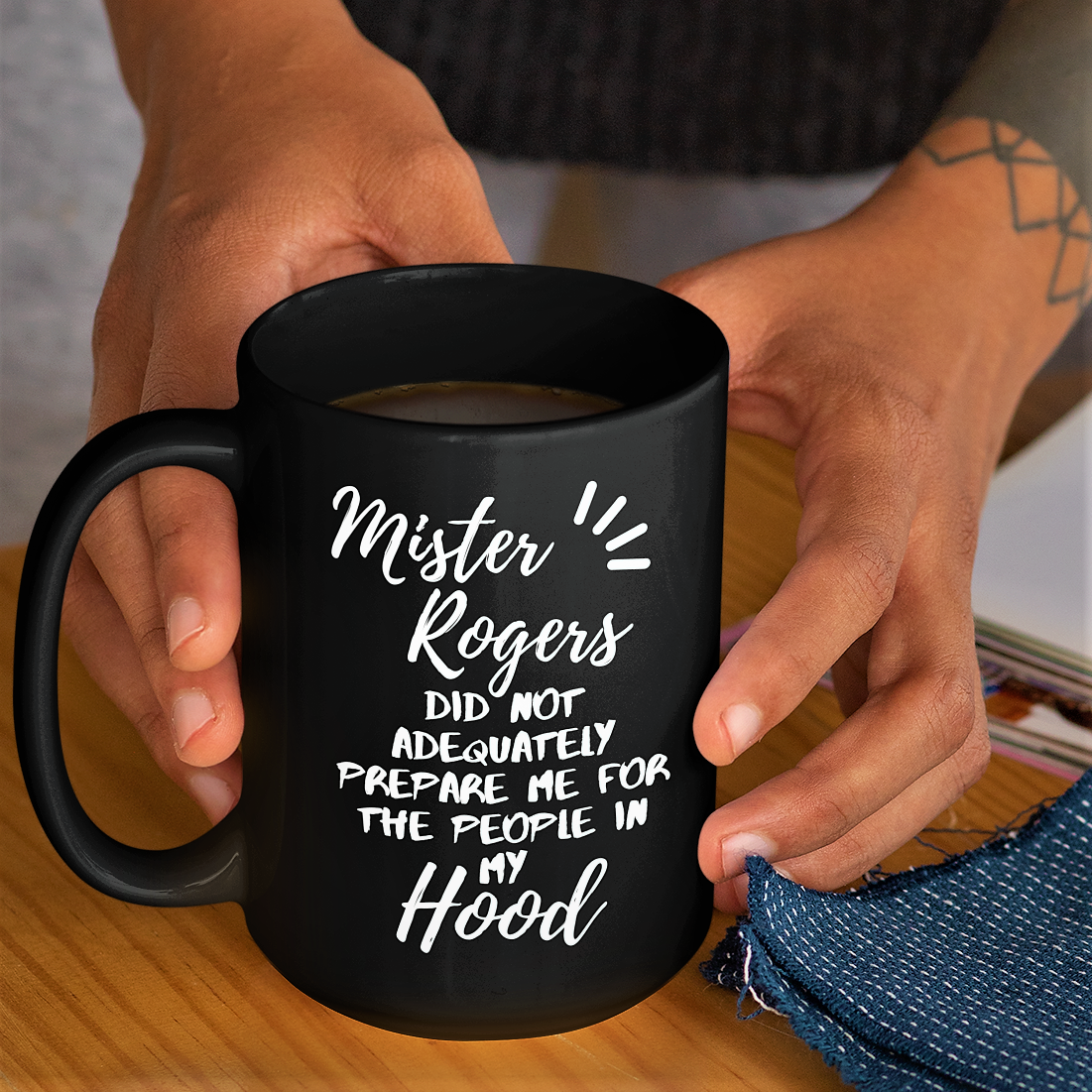 mr mister rogers neighborhood boyz in the hood coffee cup