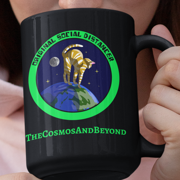 Original Social Distancer The Cosmos And Beyond cat in space coffee mug fun gift quarantine