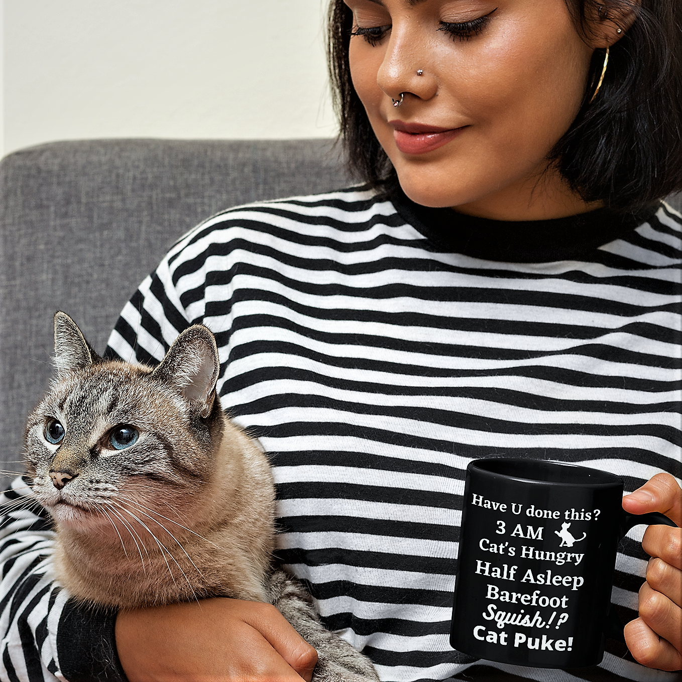 christmas gift for cat lover lady, funny cat gift, cat coffee mug