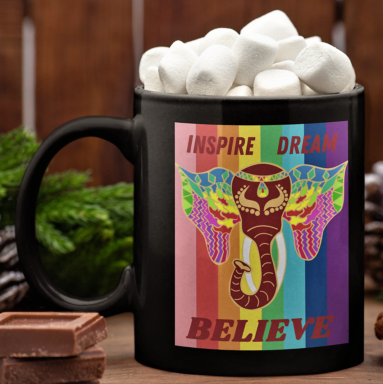 inspirational coffee mug, elephant lovers gift, Christmas present mug, lgbtq community, gay pride parade
