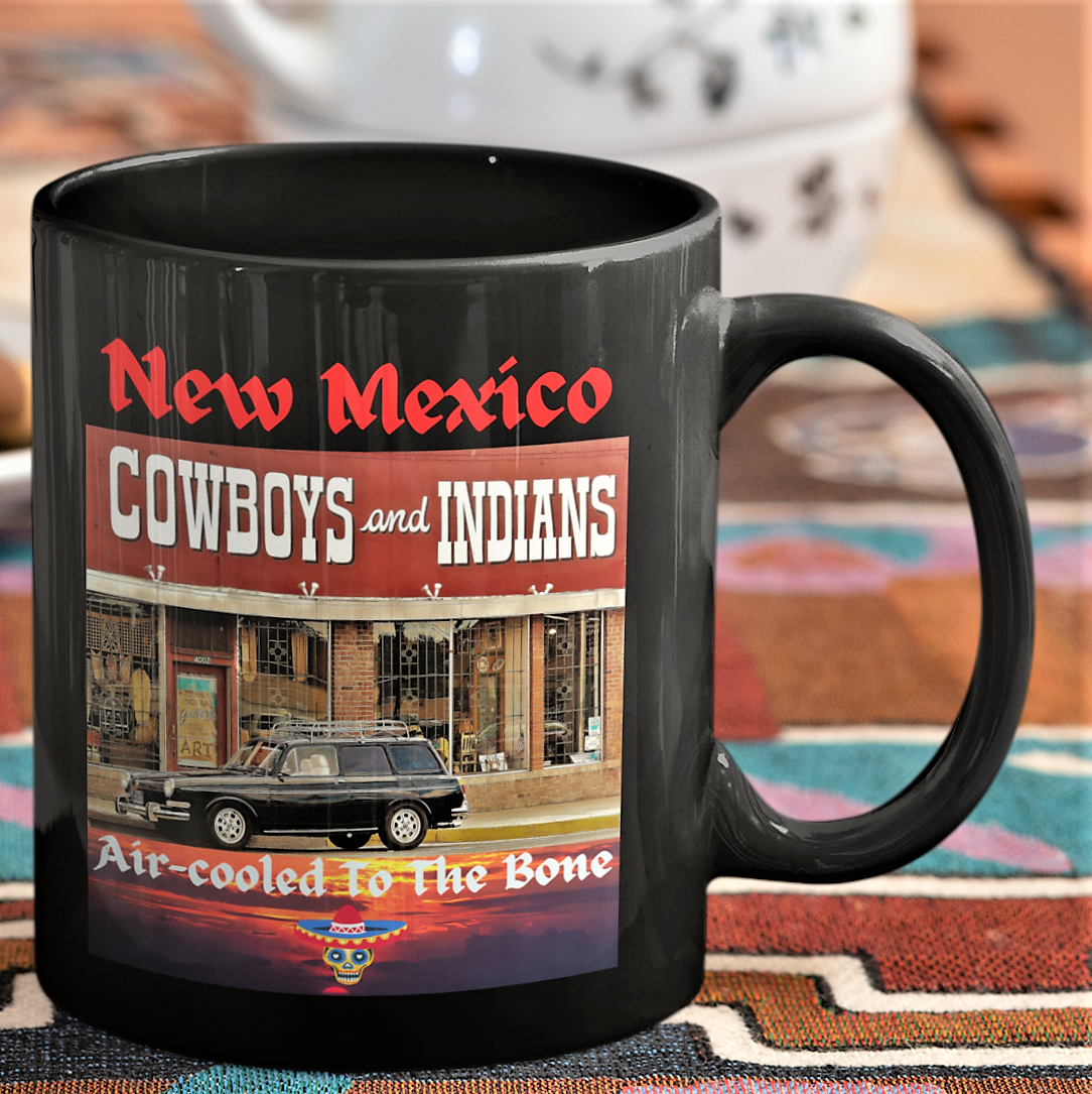 New Mexico coffee mug, VW Volkswagen lover gift, Albuquerque NM, Central Avenue in Albuquerque, Route 66 in NM,  old west in NM, Santa Fe NM, cowboys and indians in NM
