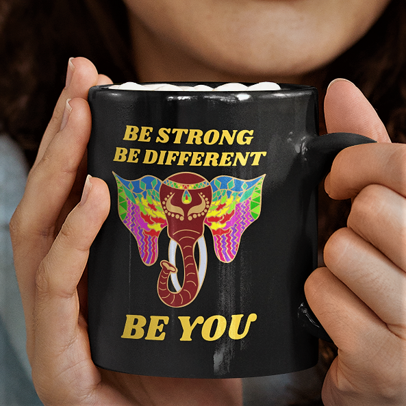 colorful elephant coffee mug gift, elephant lover, animal lover, gay pride parade, inspirational Christmas gift