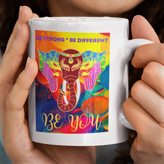 be strong, be different, be you elephant coffee mug gift