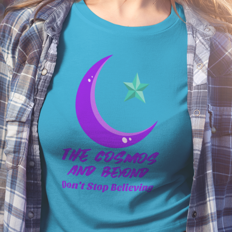 The cosmos and beyond don't stop believing outer space t-shirt great gift / crescent moon / stars shirt / space