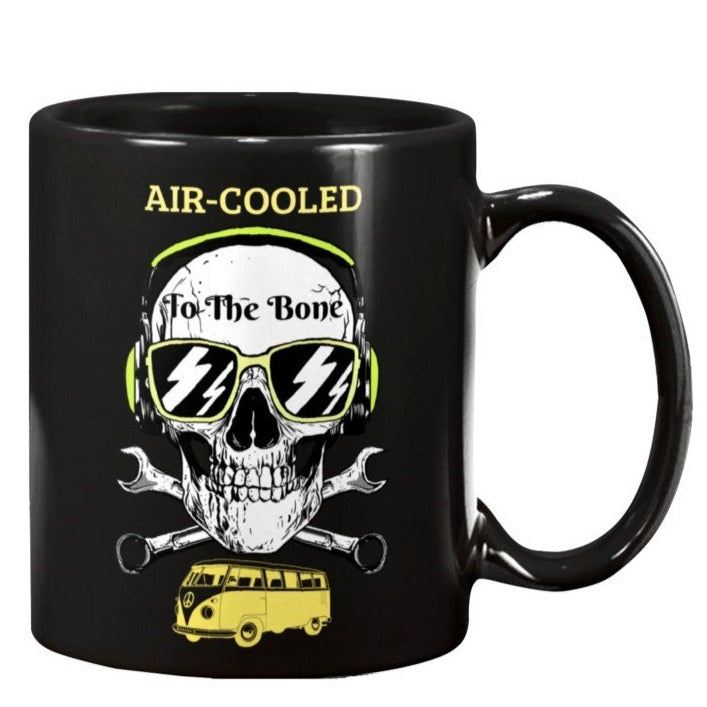 air cooled to the bone skull bus vw enthusiast coffee mug
