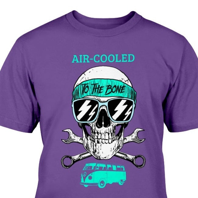 air cooled to the bone, VW shirt, Volkswagen fan enthusiast gift, VW t-shirt, skull and VW club, VW beetle bus