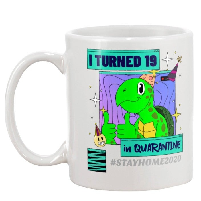 19 birthday in quarantine turtle mug