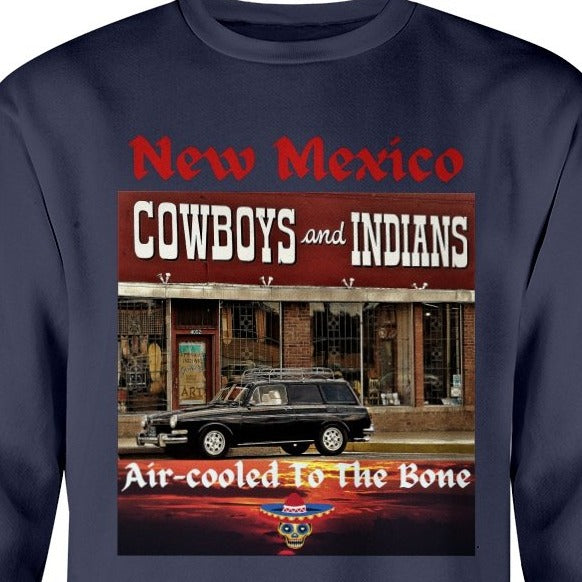 New Mexico sweatshirt, VW Volkswagen lover gift, Albuquerque NM, Central Avenue in Albuquerque, Route 66 in NM,  old west in NM, Santa Fe NM, cowboys and indians in NM