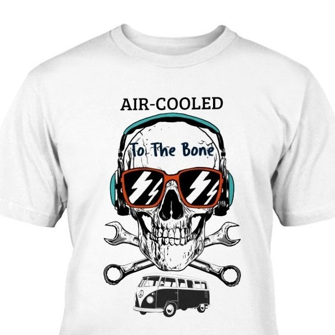 harley davidson t shirt, air cooled to the bone, VW shirt, Volkswagen fan enthusiast gift, VW t-shirt, skull and VW club, VW beetle bus