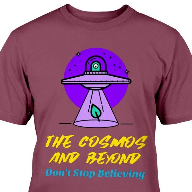The Cosmos And Beyond  Don't Stop Believing  Spaceship T-Shirt