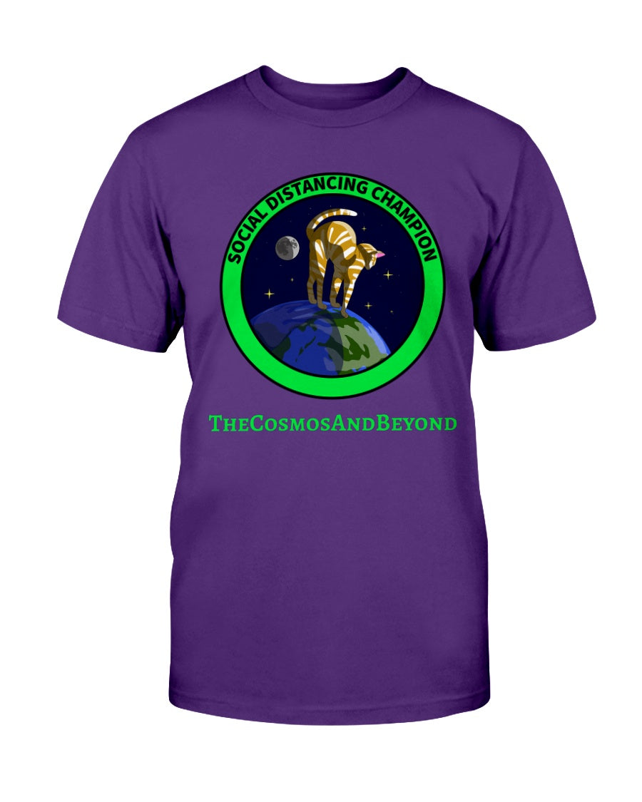 SOCIAL DISTANCING CHAMPION The Cosmos And Beyond cat in space t-shirt