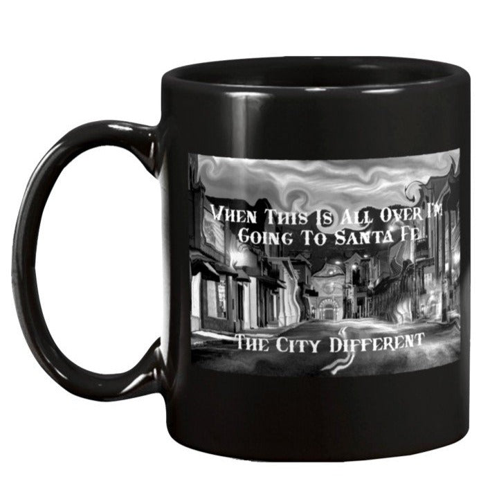 Santa Fe The City Different unique black souvenir coffee mug