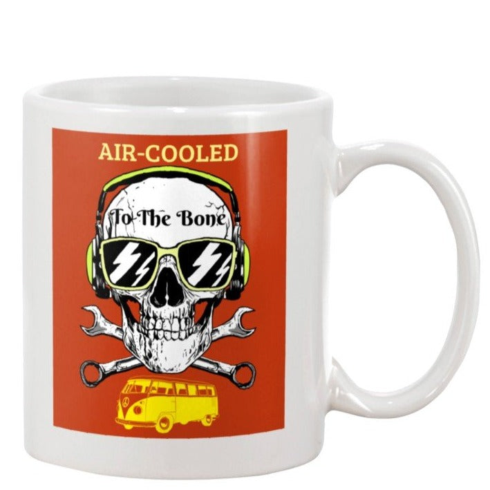air cooled to the bone skull bus vw enthusiast coffee mug