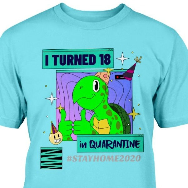 I TURNED 18 in QUARANTINE #STAYHOME2020 TURTLE Tee shirt unique gift birthday