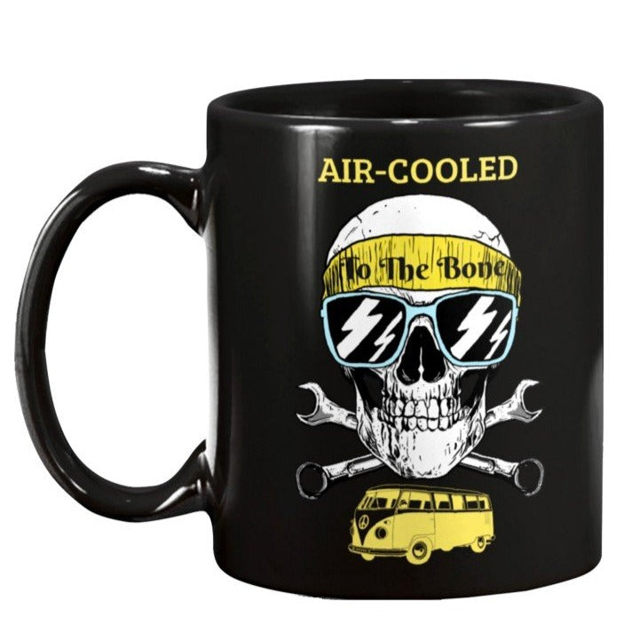 air cooled to the bone skull bus vw Volkswagen enthusiast coffee mug motor harley tools