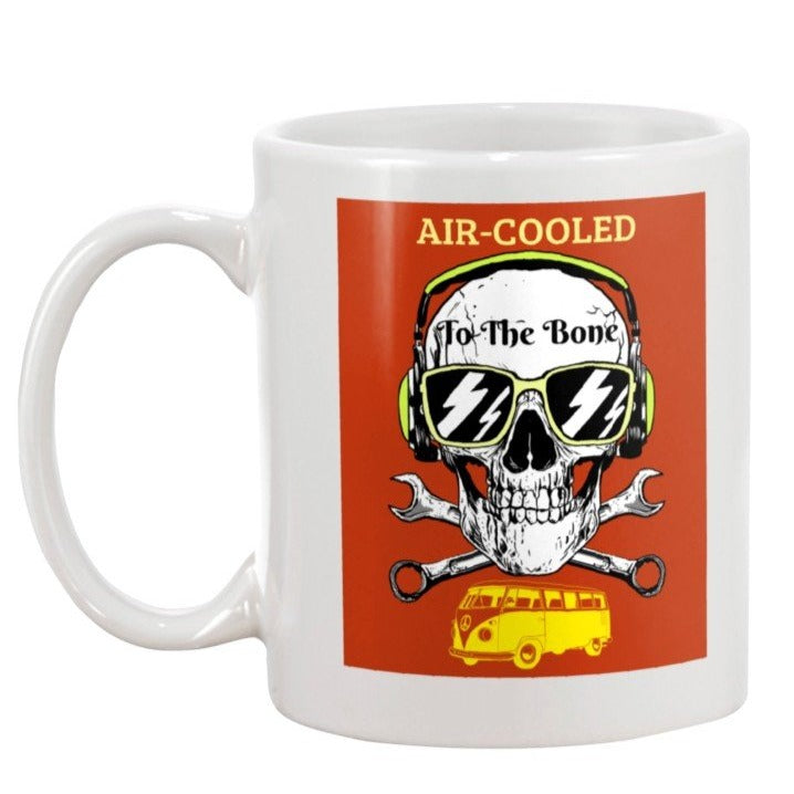 air cooled to the bone skull bus vw enthusiast coffee mug skull crossbones