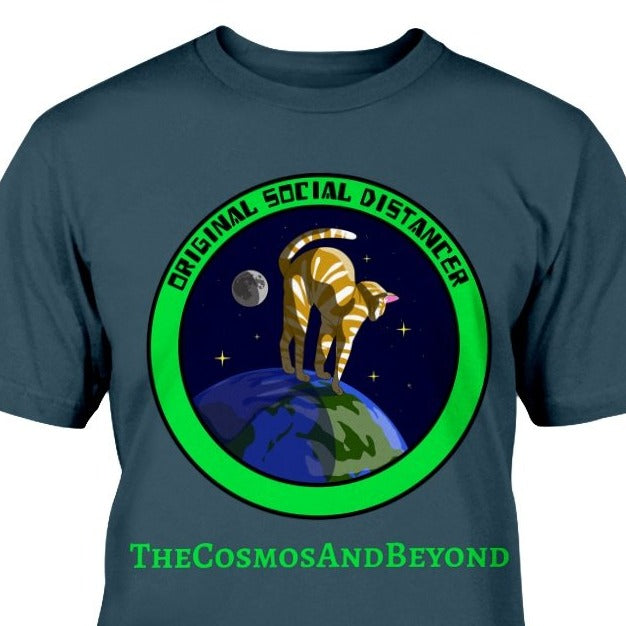 Original Social Distancer The Cosmos And Beyond cat in space T-shirt, cat Christmas gift, funny cat videos, unique gift for Dad