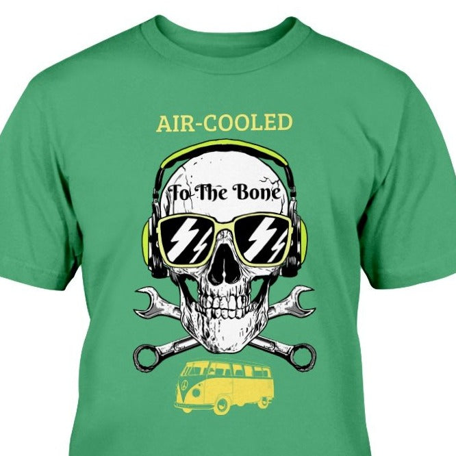 air cooled to the bone green vw lover t-shirt