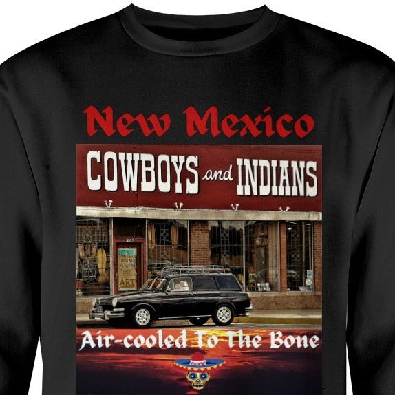 New Mexico sweatshirt, VW Volkswagen lover gift, Albuquerque NM, Central Avenue in Albuquerque, Route 66 in NM,  old west in NM, Santa Fe NM, cowboys and indians in NM