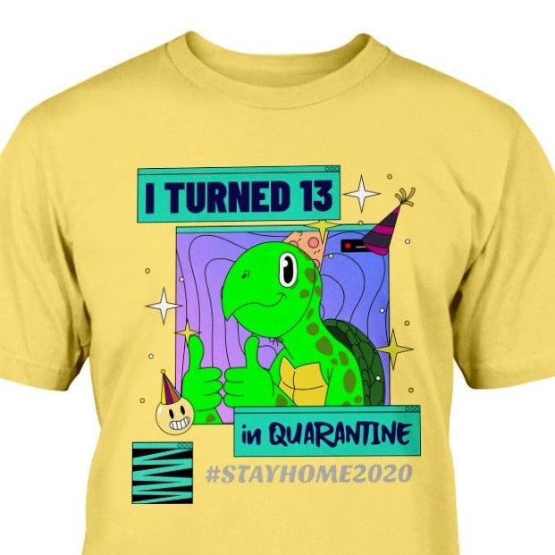 13th birthday t-shirt turtle quarantine 2020 social distancing
