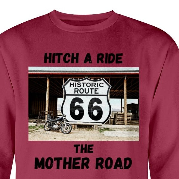 Hitch A Ride Route 66 t-shirt souvenir attractions, The Mother Road tee, Route 66 sweatshirt, views on Route 66 lover, hitchhikers, hitchhiking, riding Route 66 motorcycle