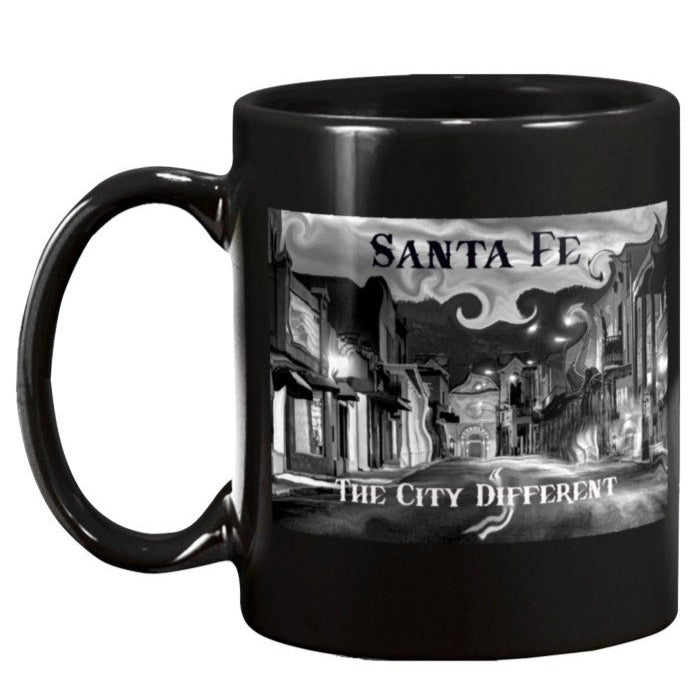 Santa Fe The City Different Art Coffee Mug New Mexico The City Different cathedral plaza
