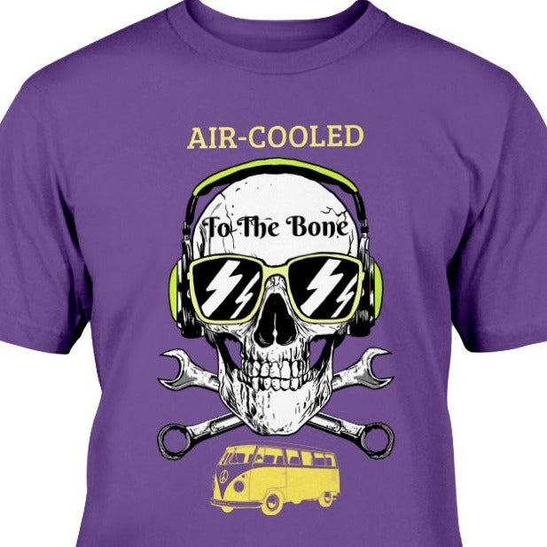 air cooled to the bone skull bus vw enthusiast t-shirt