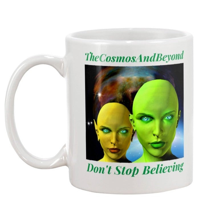 The Cosmos And Beyond alien coffee mug, alien believer gift, outer space mug, Roswell NM, flying saucers, alien spaceship, alien abduction, life on other planets