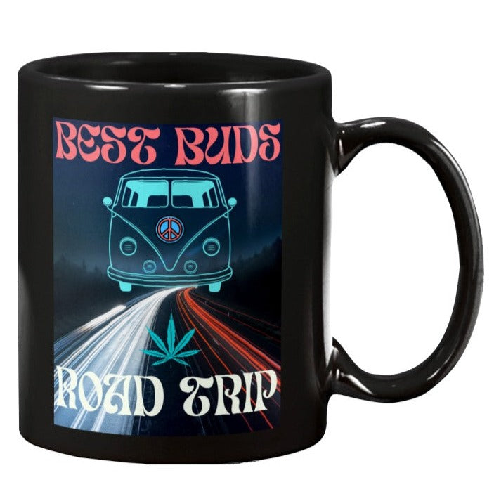 Best Buds Road Trip black 11oz coffee mug