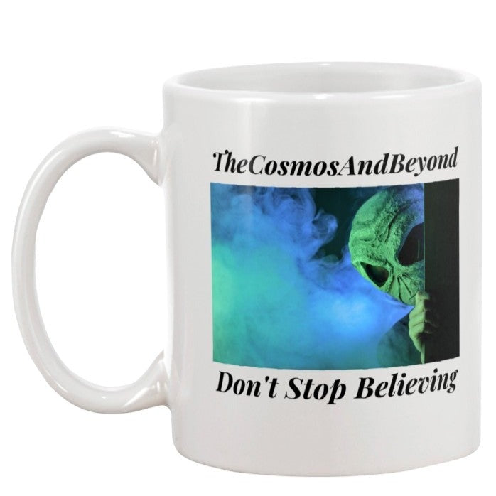 The Cosmos And Beyond alien coffee mug, alien believer gift, outer space mug, Roswell NM, flying saucers, alien spaceship, alien abduction, life on other planets, cool gift for Mom