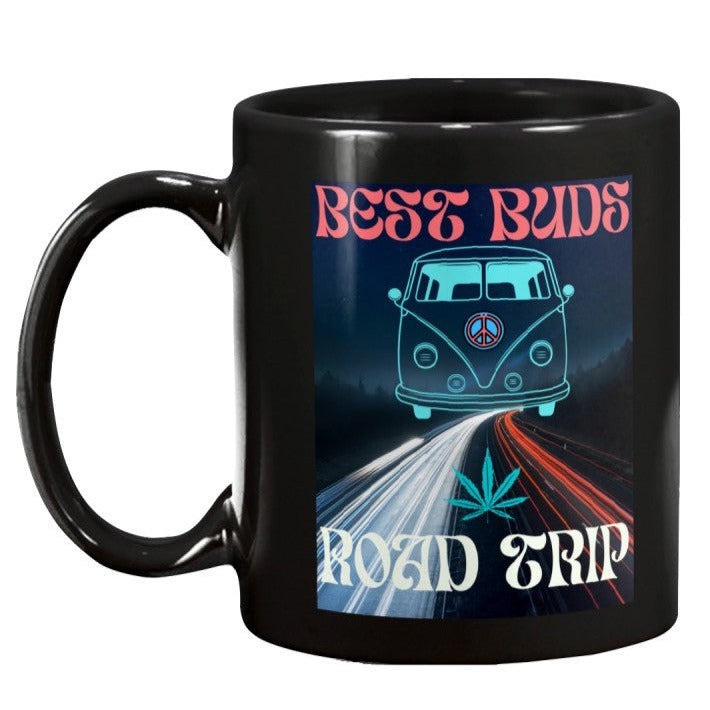 Best Buds Road Trip black 11oz coffee mug