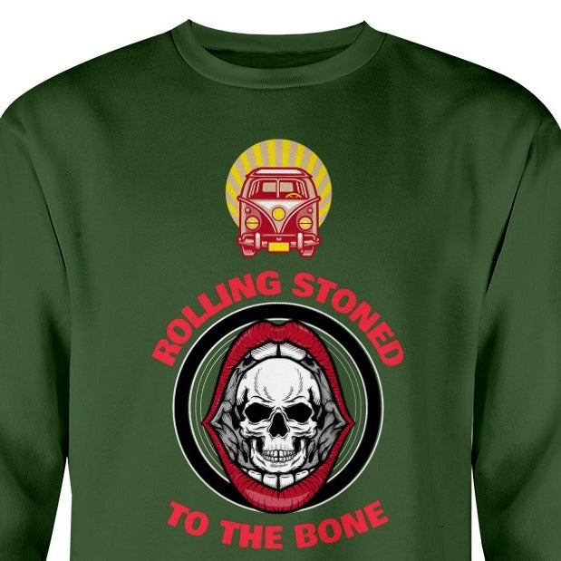 Rolling Stones to the bone, VW shirt, Volkswagen fan enthusiast gift, VW sweatshirt, skull lips and VW bus