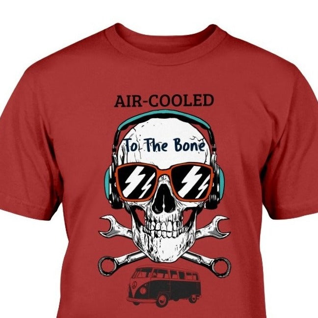 bus driver shirt, air cooled to the bone, VW shirt, Volkswagen fan enthusiast gift, VW t-shirt, skull and VW club, VW beetle bus