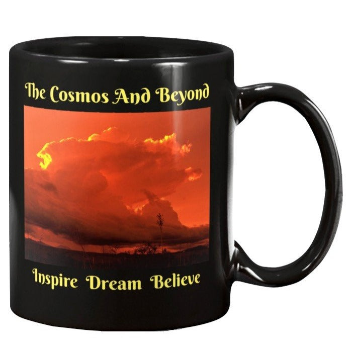the cosmos Christmas coffee mug gift, thunderstorm in New Mexico, Silver City NM, inspire dream believe