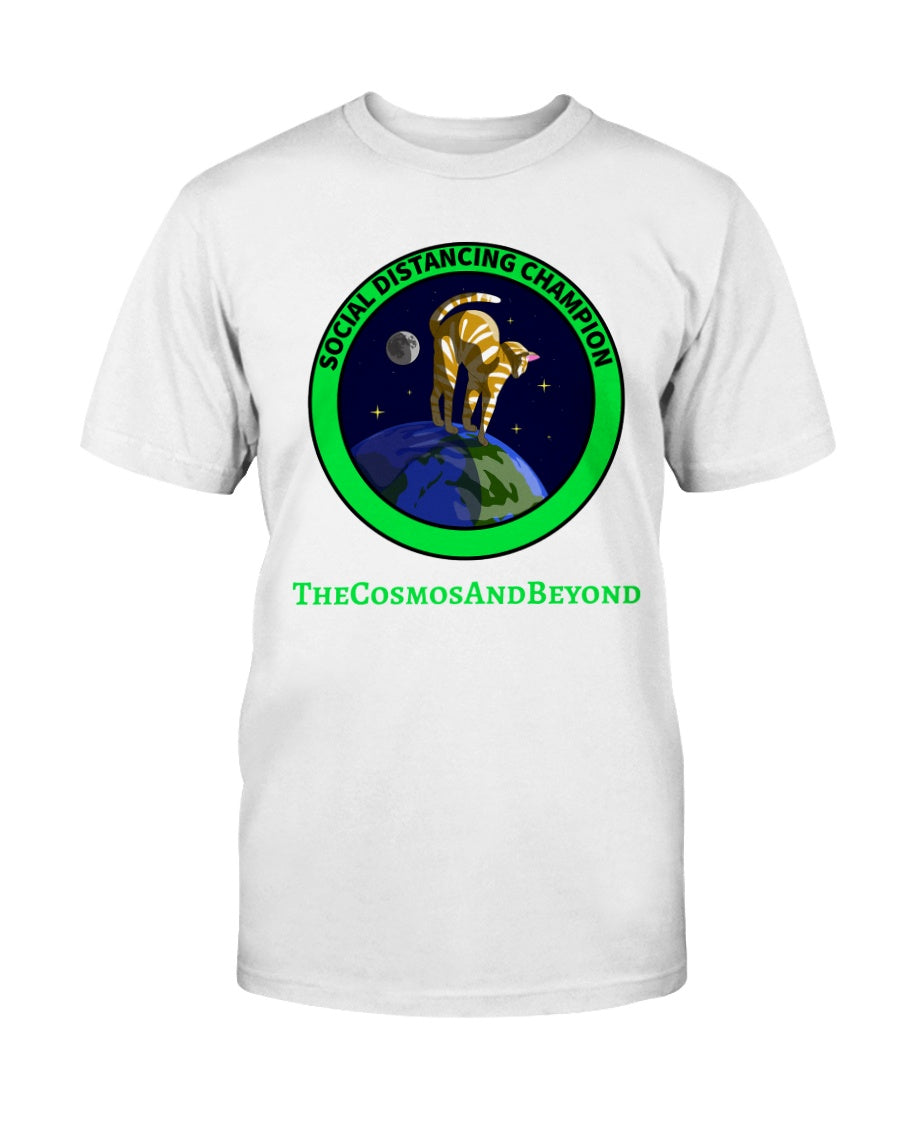 SOCIAL DISTANCING CHAMPION The Cosmos And Beyond cat t-shirt