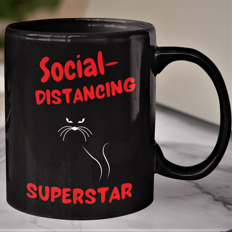 social distancing black cat coffee mug, cat lovers gift, cat bed, cat toys