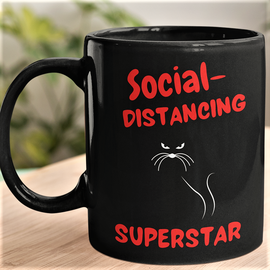 cat coffee mug social distancing quarantine
