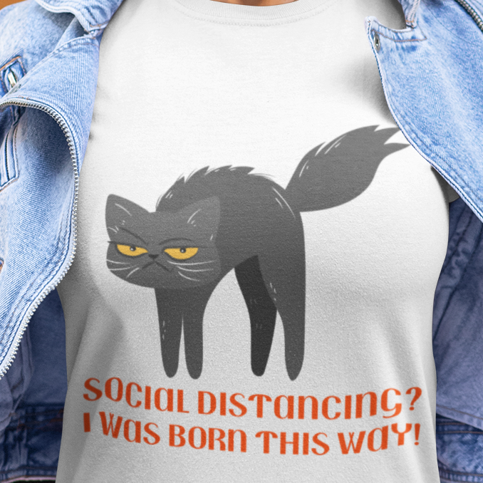 cat kitten social distancing tee born this way t shirt